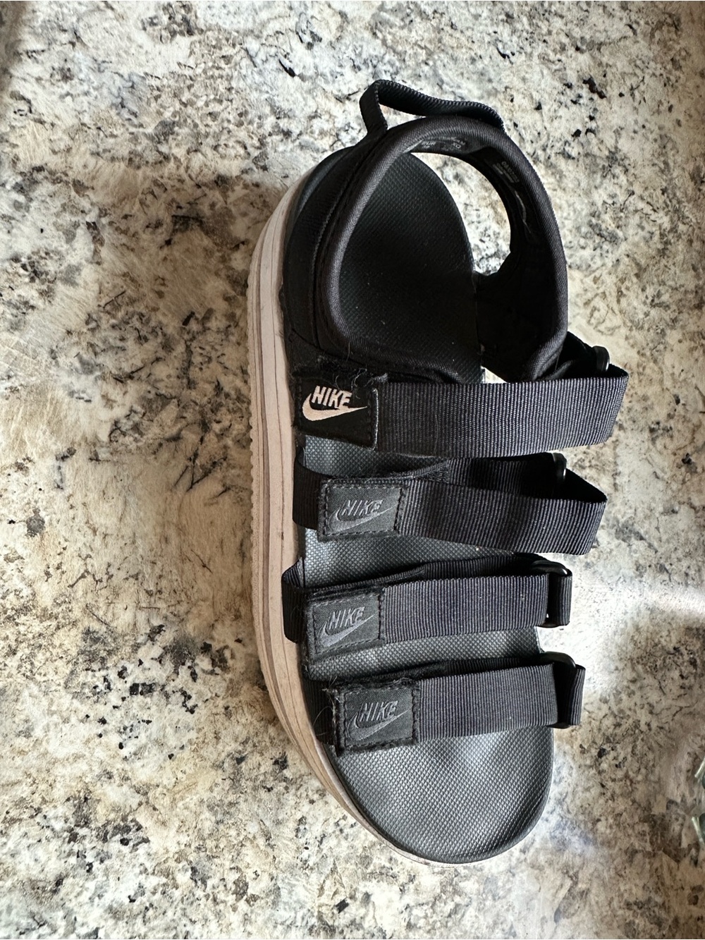 Nike women Black Triple-Strap Sport Sandal